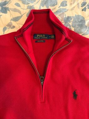 NWOT Polo by Ralph Lauren Bright Red Half-Zip Sweater